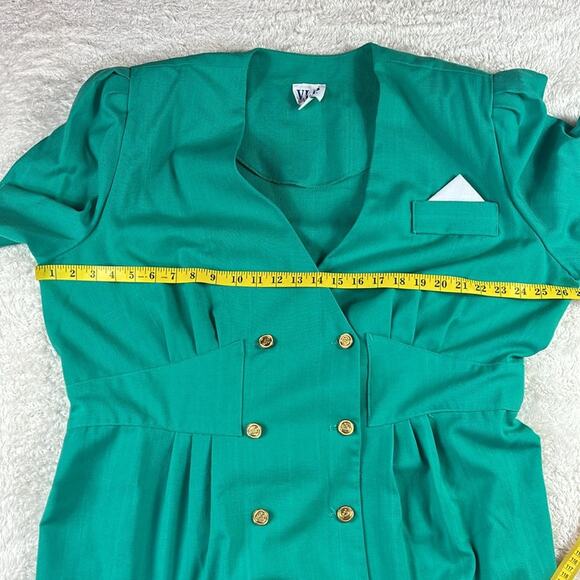 Vintage 80s VLP Plus teal button down power suit dress, size 24 - Picture 6 of 11